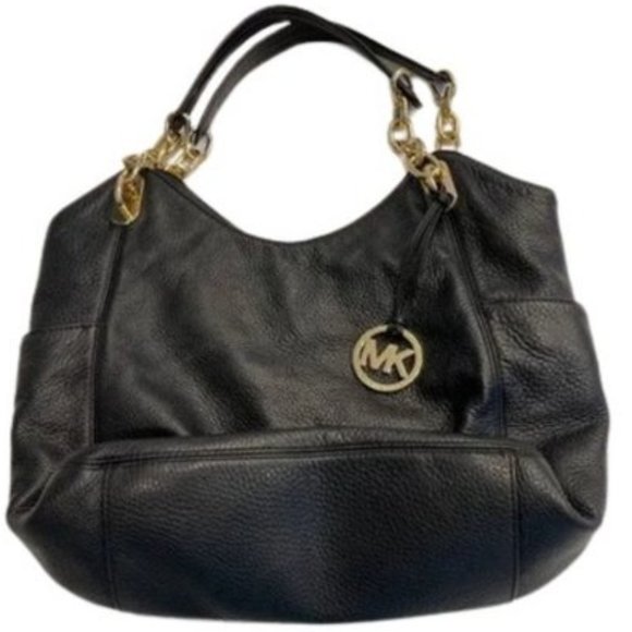 Michael Kors Handbags - Michael Kors Shoulder Bag Handbag Black leather Chain Strap Front Pockets Used